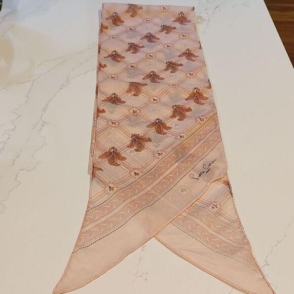Pierre Cardin Floral Windowpane Check Oblong Scarf Vintage - Picture 3 of 10
